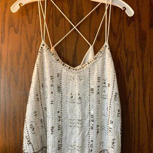 White embellished strappy tank
